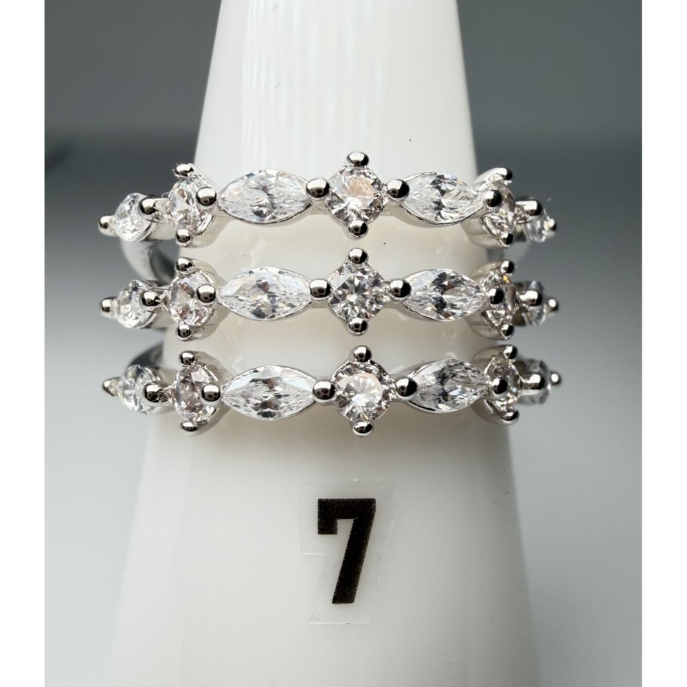 Size 7 Bomb Party Ring - RG42585 The Harper Ring - Cubic Zirconia on Rhodium